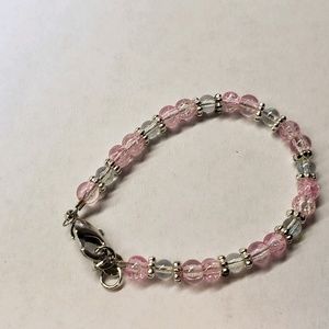 Baby Bracelet with Pink Crackle Beads